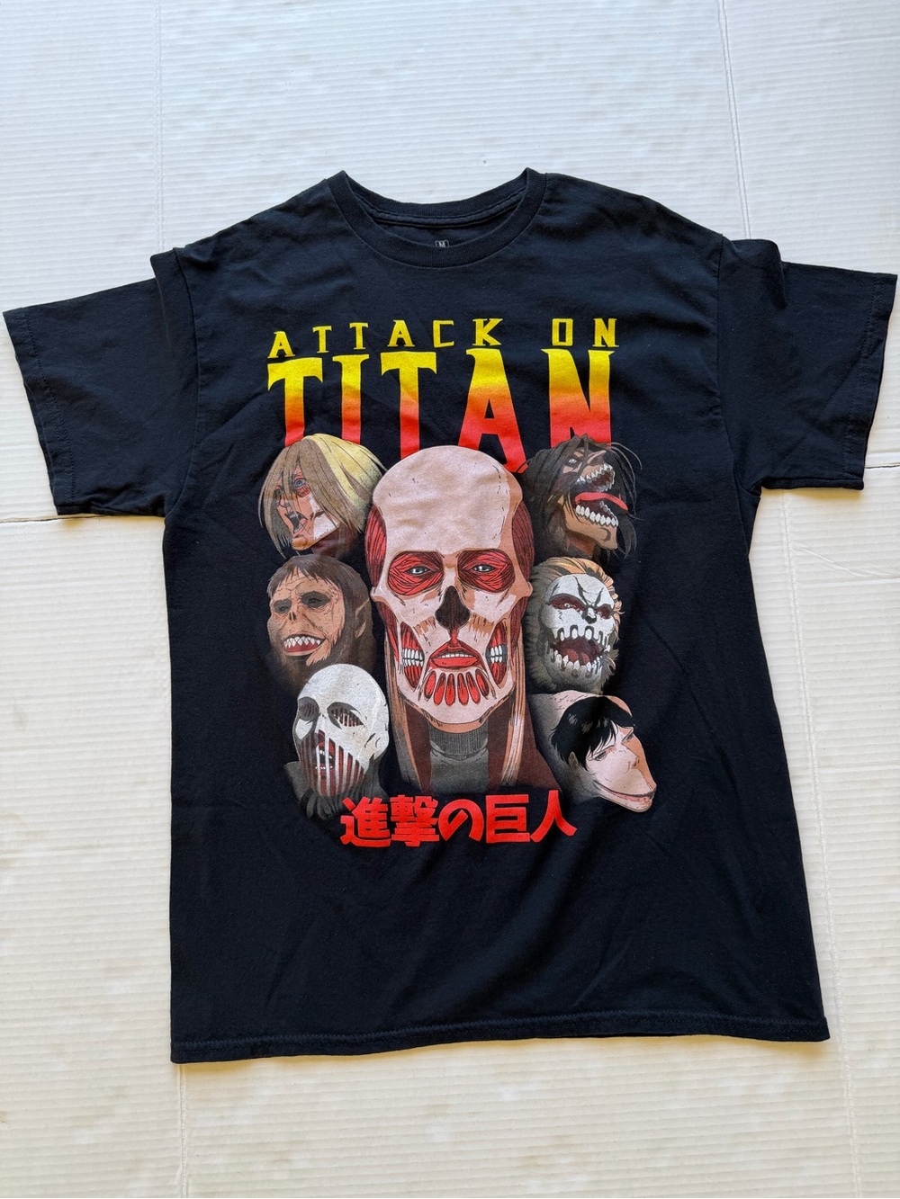 Ripple Junction Black Attack on Titan Graphic Tee with Red and Yellow Print
